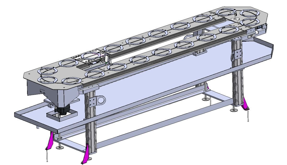 towing frame conveyor 3d technical drawing